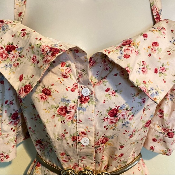 Floral Print Off the Shoulders Boho Mini Dress Nwot Size M - Picture 9 of 10